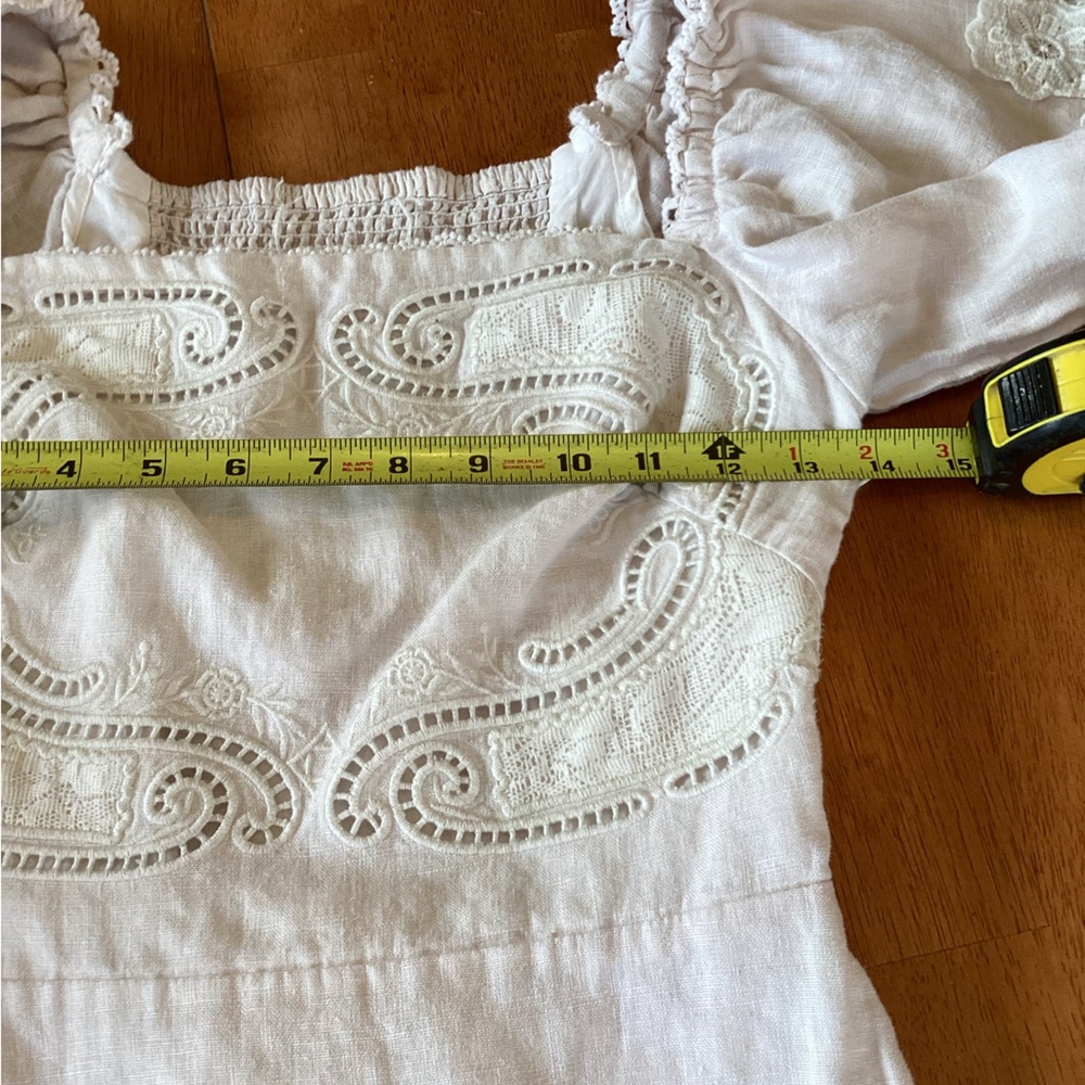 FARM Rio White Eyelet Puff-Sleeve Mini Dress - XS - read description! - Picture 11 of 16